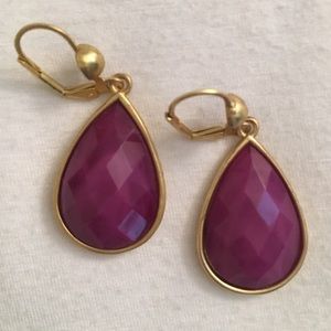 Purple and gold tear drop earrings.